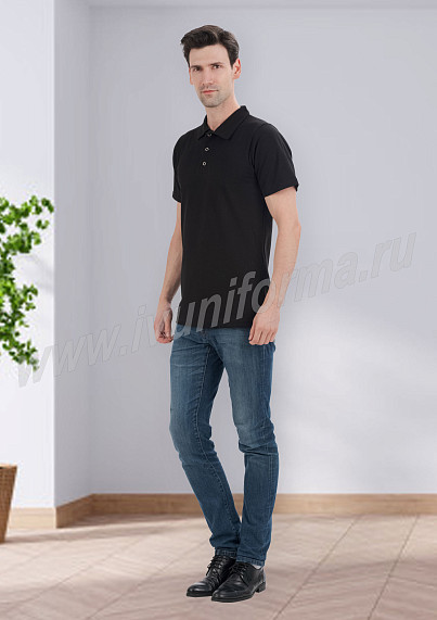 Рубашка - поло черная мужская (короткий рукав)